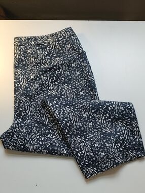 Coldwater Creek Navy and White Abstract Print Pants